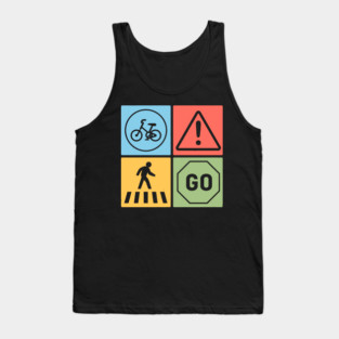 Traffic Signs Pop Art Design - Retro Road Symbol Tank Top