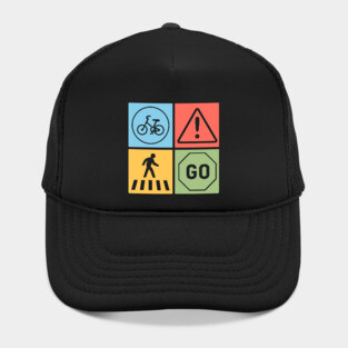 Traffic Signs Pop Art Design - Retro Road Symbol Hat