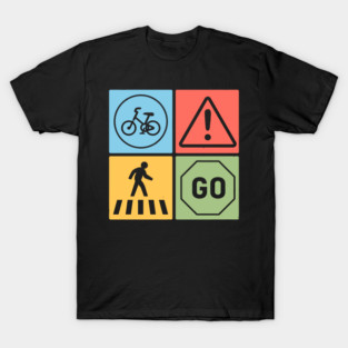 Traffic Signs Pop Art Design - Retro Road Symbol T-Shirt