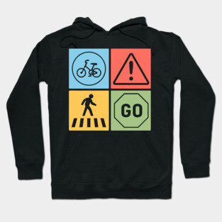 Traffic Signs Pop Art Design - Retro Road Symbol Hoodie