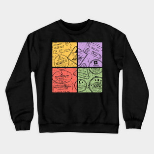 Traveler's Passport Pop Art Design - Retro Travel Art Crewneck Sweatshirt