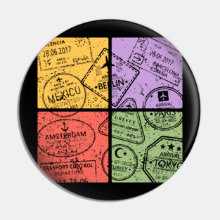 Traveler's Passport Pop Art Design - Retro Travel Art Pin