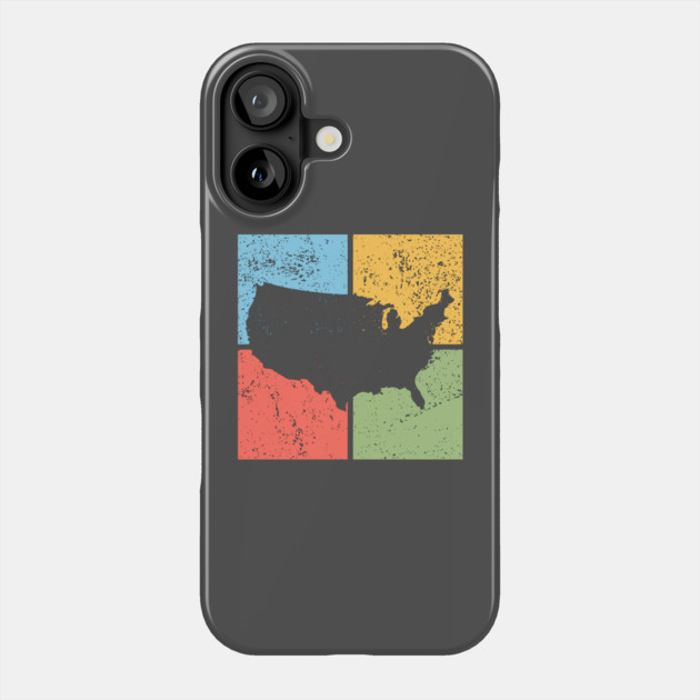USA Map Pop Art Design - Retro Country Map Artwork Phone Case by TuncGK