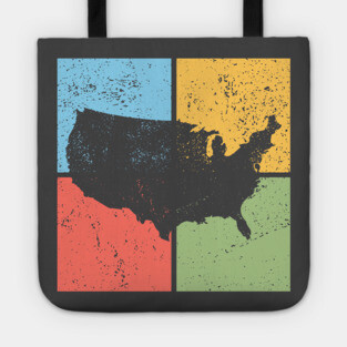 USA Map Pop Art Design - Retro Country Map Artwork Tote