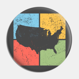 USA Map Pop Art Design - Retro Country Map Artwork Pin
