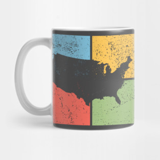 USA Map Pop Art Design - Retro Country Map Artwork Mug