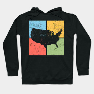 USA Map Pop Art Design - Retro Country Map Artwork Hoodie