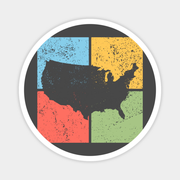 USA Map Pop Art Design - Retro Country Map Artwork Magnet by TuncGK