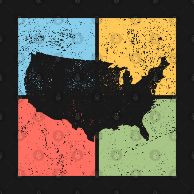 USA Map Pop Art Design - Retro Country Map Artwork by TuncGK