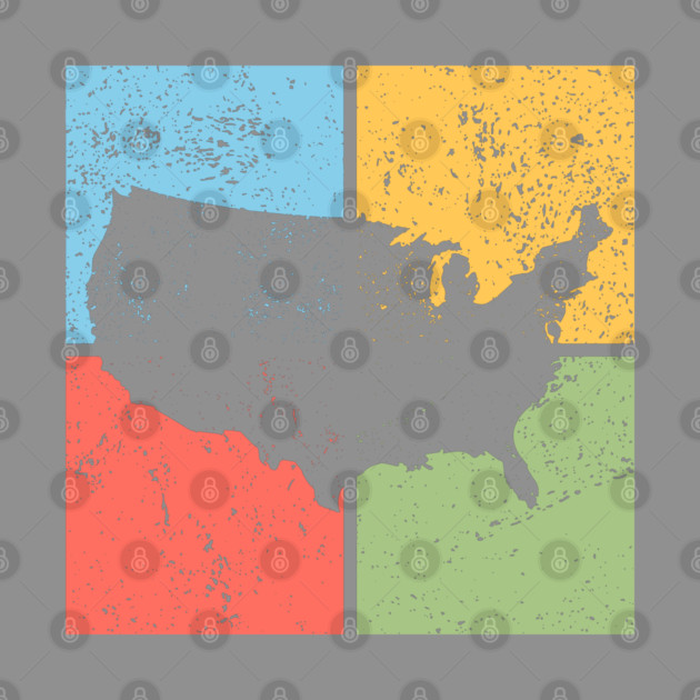 USA Map Pop Art Design - Retro Country Map Artwork by TuncGK