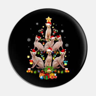 Sphynx Christmas Tree Funny Cat Lovers Xmas Holiday Gift Pin