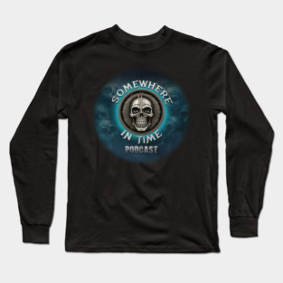 Two Sided Somewhere in Time Podcast Skull Clock Logo Long Sleeve T-Shirt