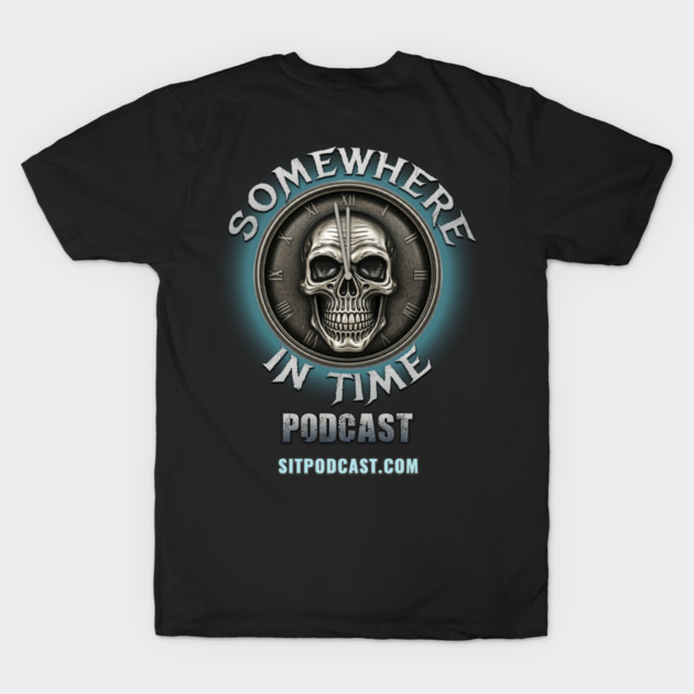 Two Sided Somewhere in Time Podcast Skull Clock Logo by Somewhere in Time Podcast