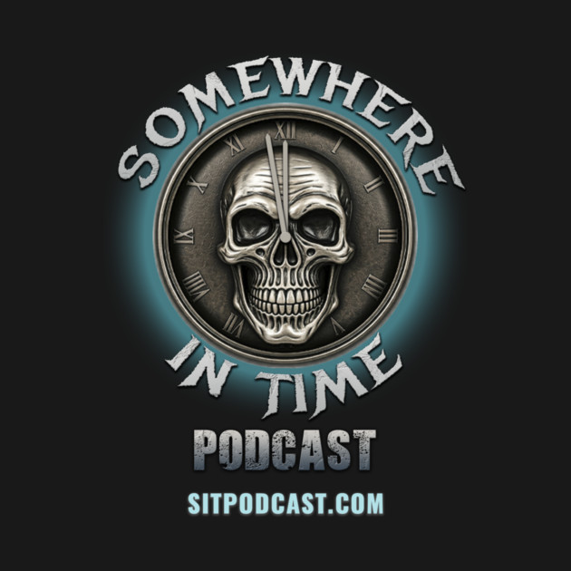 Two Sided Somewhere in Time Podcast Skull Clock Logo by Somewhere in Time Podcast