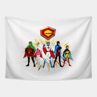 Battle of the Planets,G-Force,Classic Animation,Anime,Science Fiction,Superheroes,Cartoon,Retro,80s Animation,Space Adventure, Tapestry