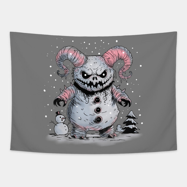 Monster Snowman Tapestry by H. R. Sinclair
