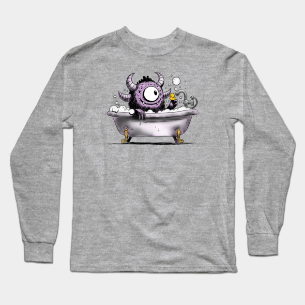 Monster in Bubble Bath Long Sleeve T-Shirt by H. R. Sinclair