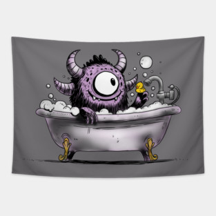 Monster in Bubble Bath Tapestry
