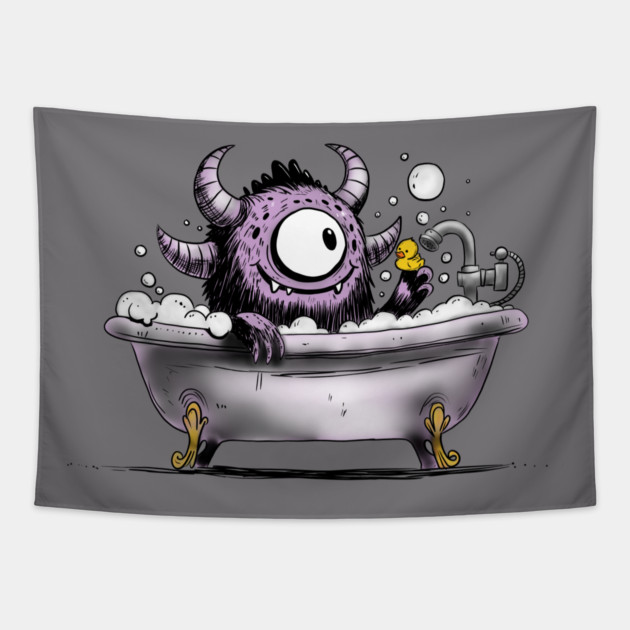 Monster in Bubble Bath Tapestry by H. R. Sinclair