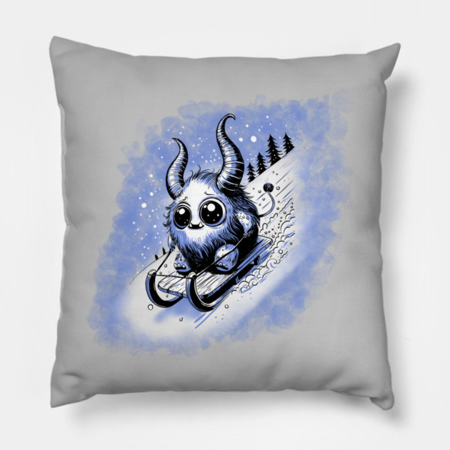 Tobogganing Monster Pillow by H. R. Sinclair