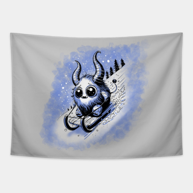 Tobogganing Monster Tapestry by H. R. Sinclair