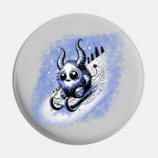 Tobogganing Monster Pin