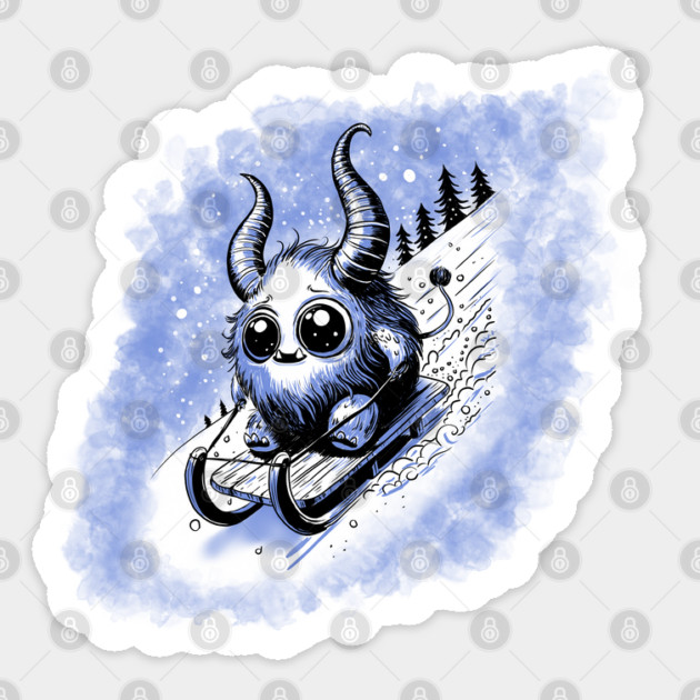 Tobogganing Monster Sticker by H. R. Sinclair