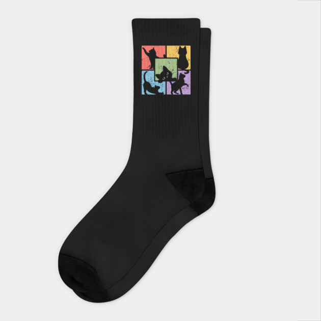 Retro Pop Art Cat Community Socks by TuncGK