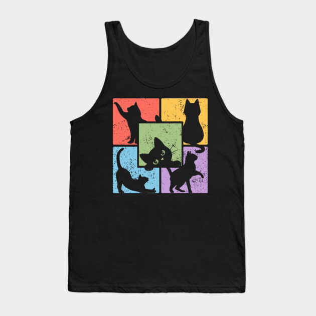 Retro Pop Art Cat Community Tank Top by TuncGK