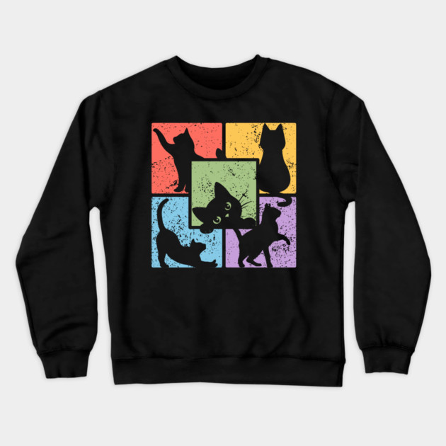 Retro Pop Art Cat Community Crewneck Sweatshirt by TuncGK