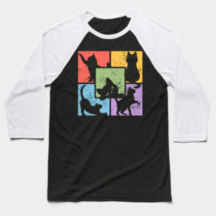 Retro Pop Art Cat Community Baseball T-Shirt