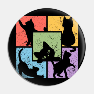 Retro Pop Art Cat Community Pin