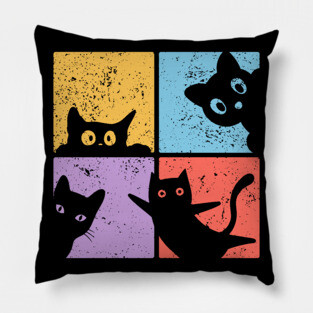 Vibrant Retro Cat Craze Pillow