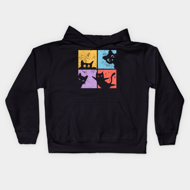 Vibrant Retro Cat Craze Kids Hoodie by TuncGK