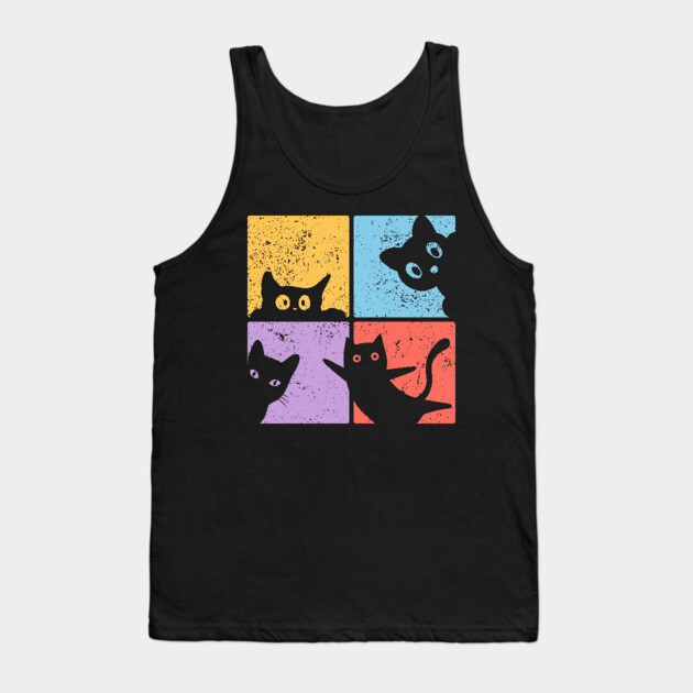 Vibrant Retro Cat Craze Tank Top by TuncGK