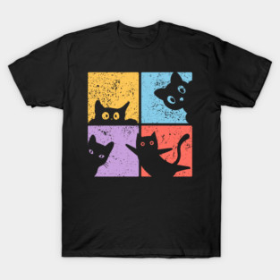 Vibrant Retro Cat Craze T-Shirt