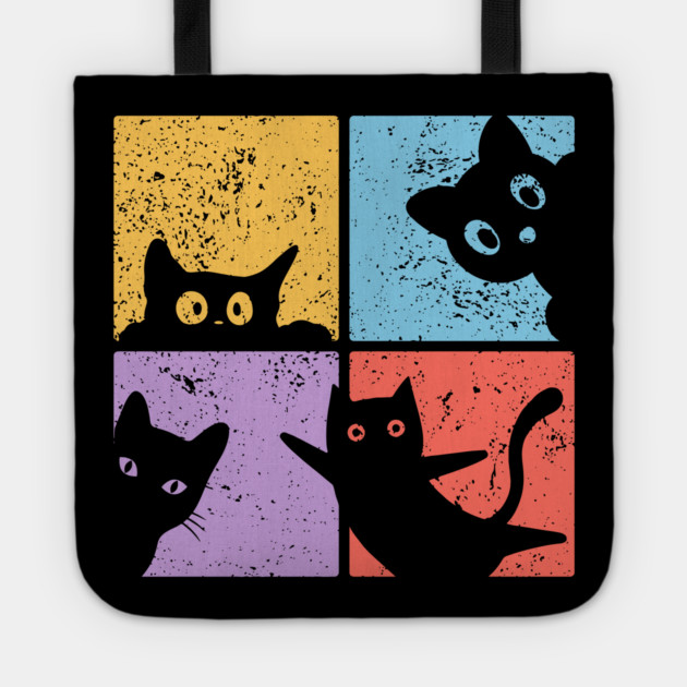 Vibrant Retro Cat Craze Tote by TuncGK