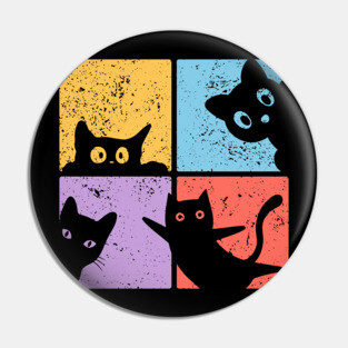 Vibrant Retro Cat Craze Pin
