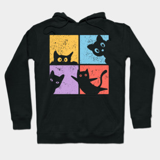 Vibrant Retro Cat Craze Hoodie