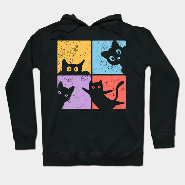 Vibrant Retro Cat Craze Hoodie by TuncGK