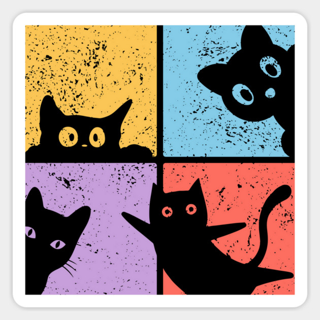Vibrant Retro Cat Craze Magnet by TuncGK
