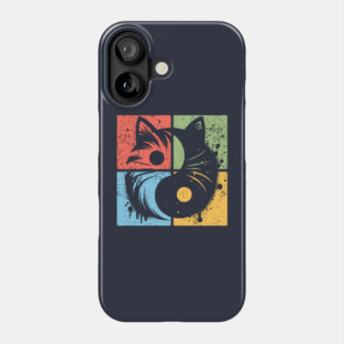 Geometric Cat Yin Yang Retro Art Phone Case
