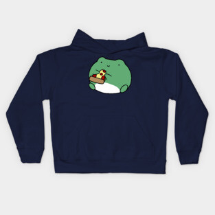 Frog Eating Pizza Kids Hoodie
