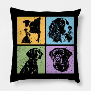 Vibrant Dog World in Retro Style Pillow