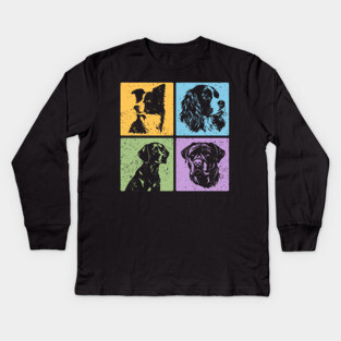 Vibrant Dog World in Retro Style Kids Long Sleeve T-Shirt