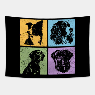 Vibrant Dog World in Retro Style Tapestry