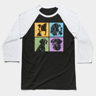 Vibrant Dog World in Retro Style Baseball T-Shirt