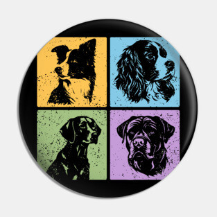 Vibrant Dog World in Retro Style Pin