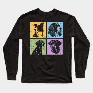 Vibrant Dog World in Retro Style Long Sleeve T-Shirt