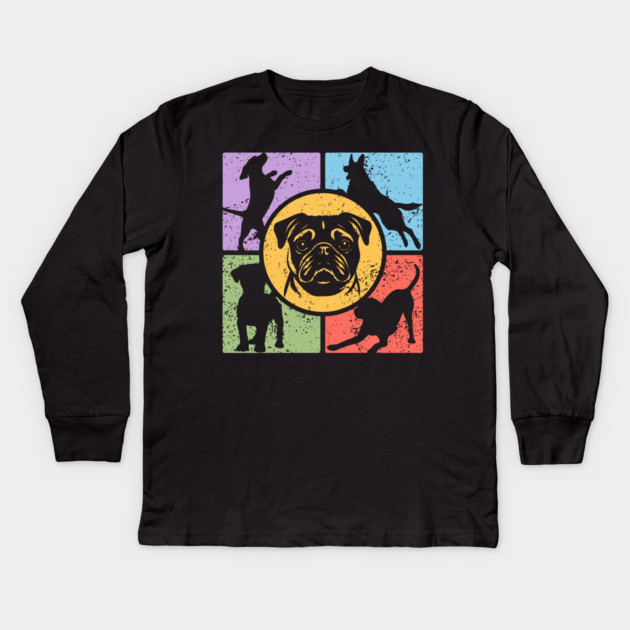Pug Lover's Dream Retro Design Kids Long Sleeve T-Shirt by TuncGK